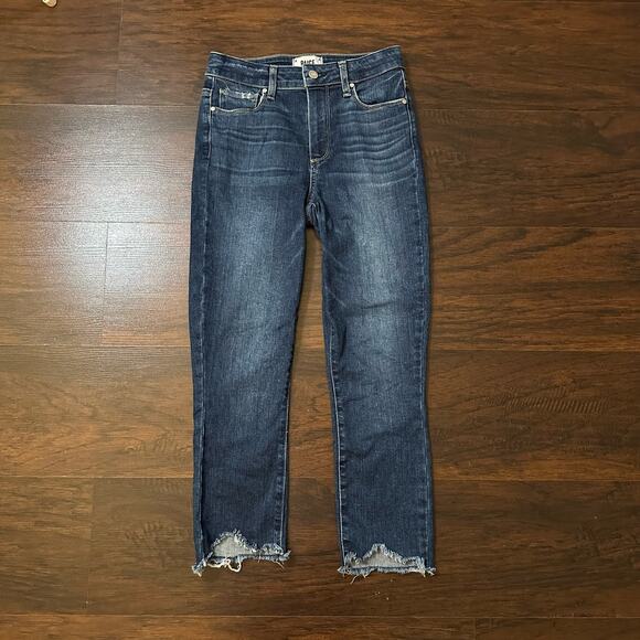 Paige dark wash Hoxton ankle raw hem skinny jeans size 25 - Picture 2 of 13
